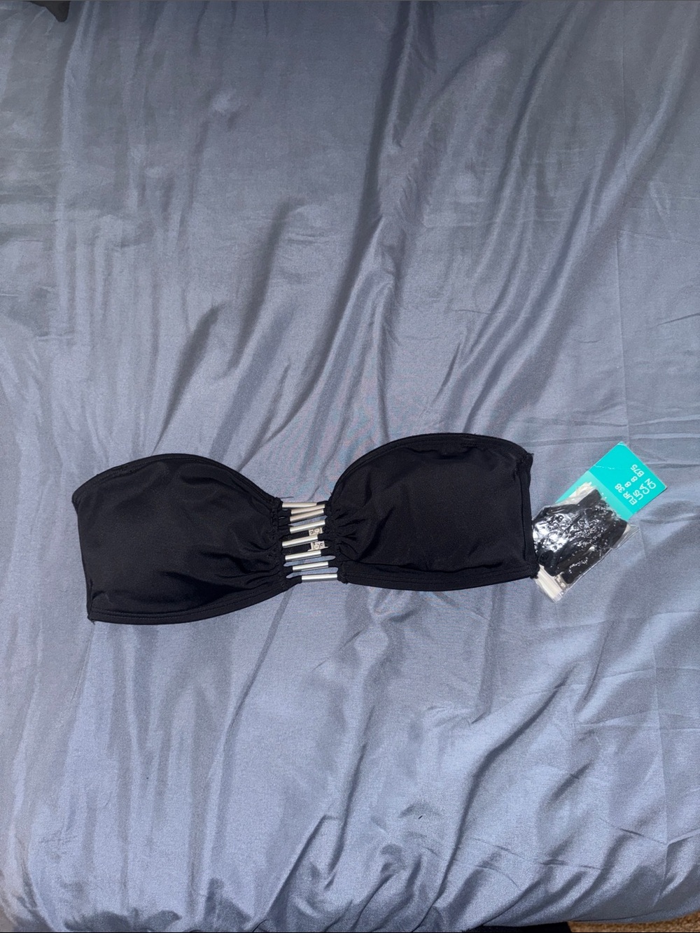 H&M Black Strapless Bikini Top with Silver Accents
